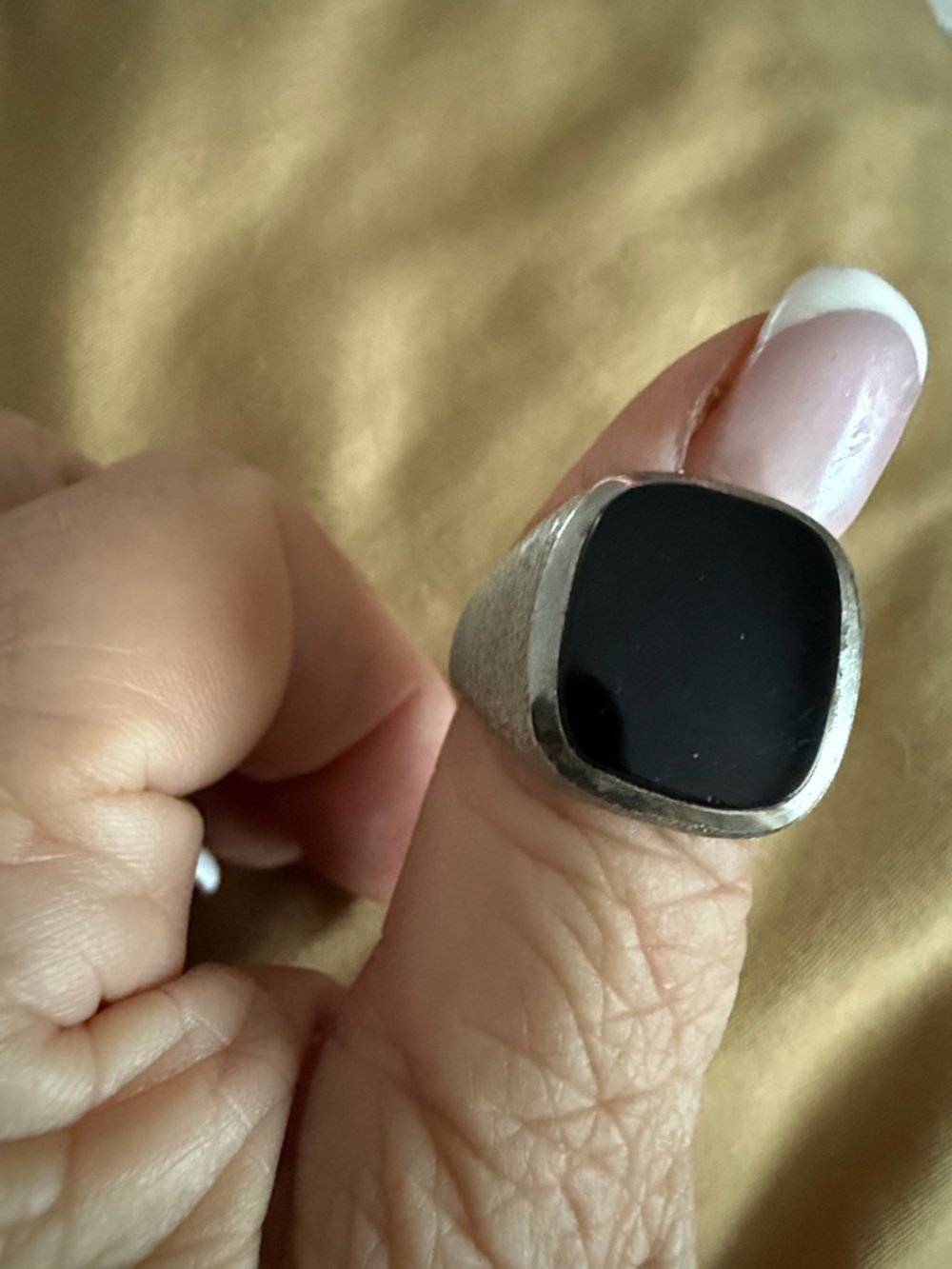 Men's Black Onyx Signet Ring - Classic Sterling Silver - Picture 5 of 8